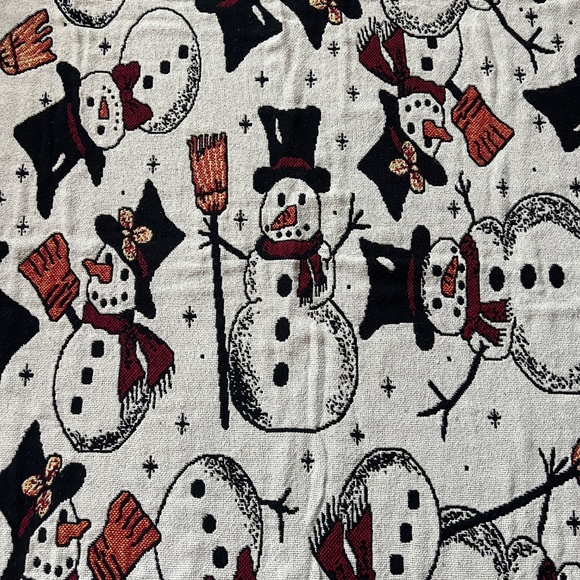 Christmas Winter Snowman Tapestry Afghan Woven Blanket Throw MWW 1996 Cotton - Picture 13 of 13
